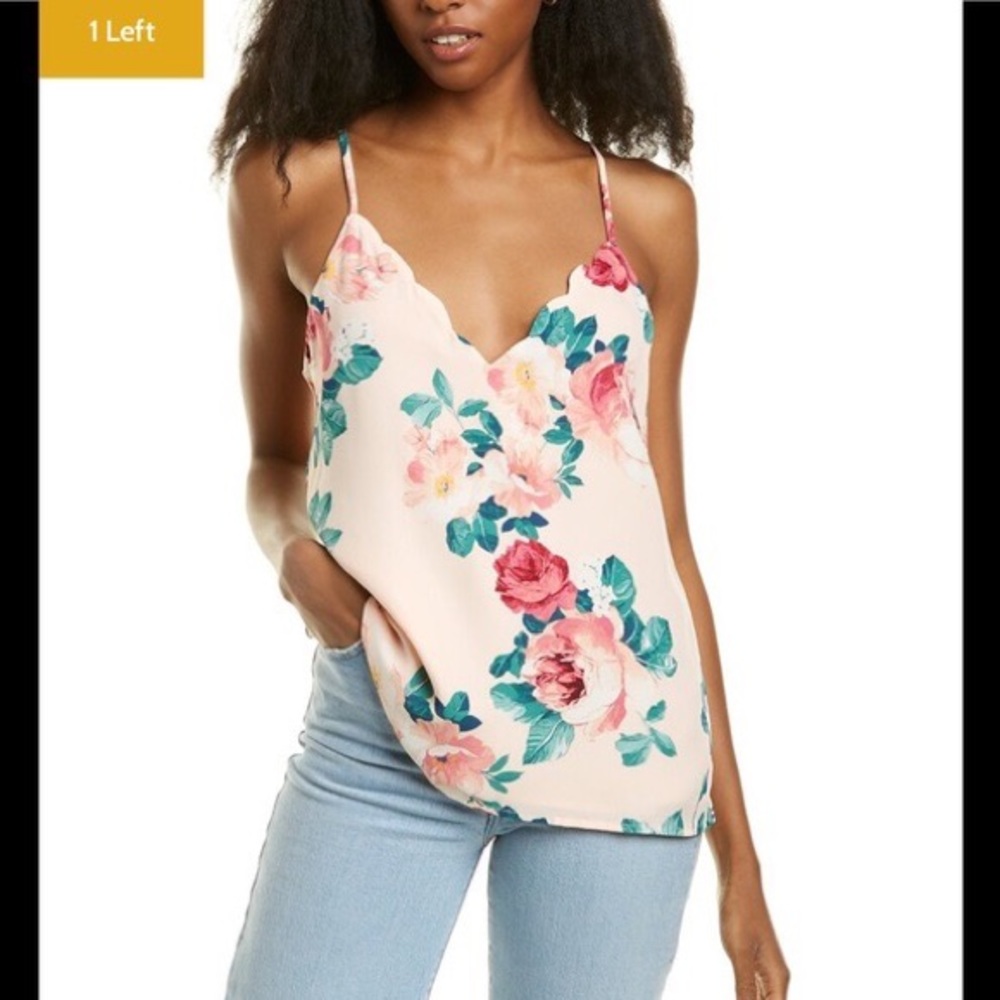 Socialite Nordstrom Scalloped Cami Pink Floral Small
